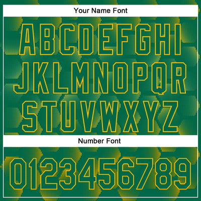 Custom Kelly Green Gold 3D Pattern Design Halftone Geometric Shapes Authentic Baseball Jersey