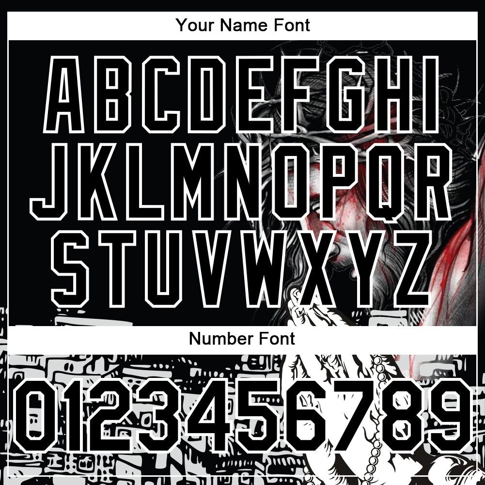 Custom Black White 3D Pattern Design Religion Jesus Christ Authentic Baseball Jersey