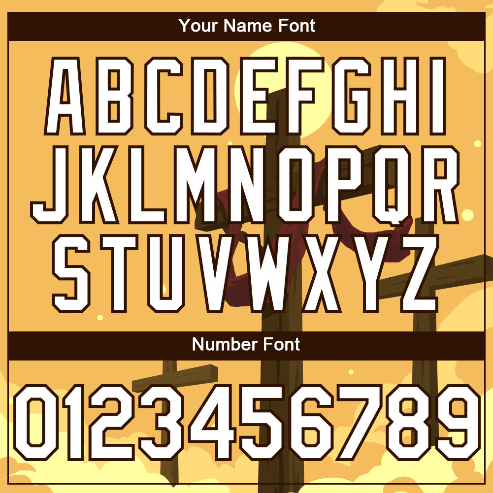 Custom Yellow White-Brown 3D Pattern Design Religion Cross Jesus Christ Good Friday Authentic Baseball Jersey