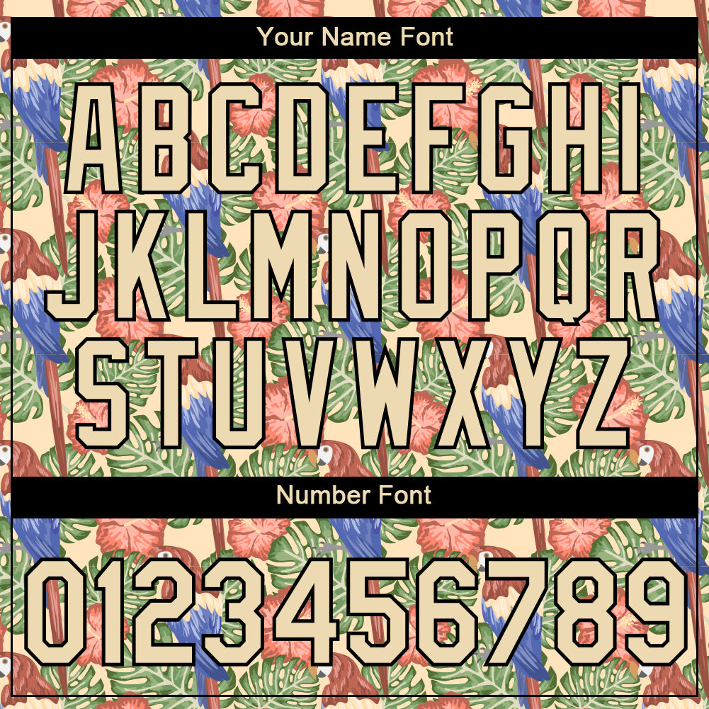 Custom City Cream Black 3D Pattern Design Tropical Hawaii Bird And Leaves Performance T-Shirt