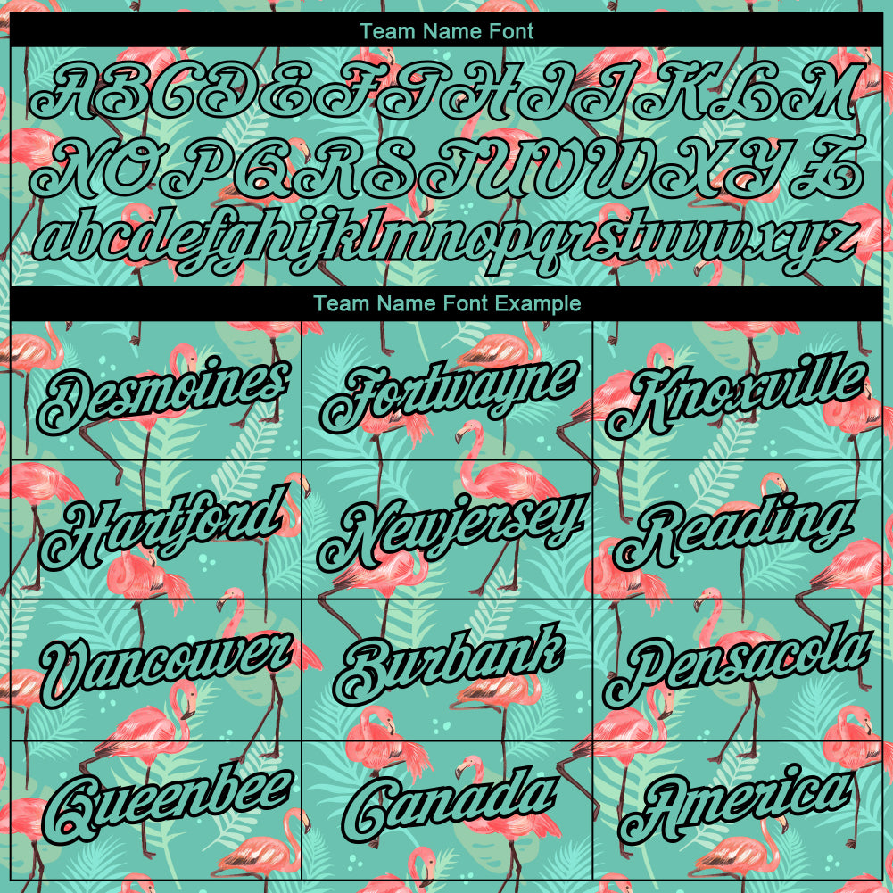 Custom Teal Black 3D Pattern Design Tropical Hawaii Flamingo Performance T-Shirt