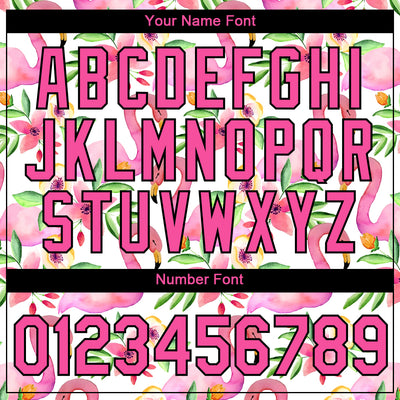 Custom White Pink-Black 3D Pattern Design Tropical Hawaii Flamingo Performance T-Shirt