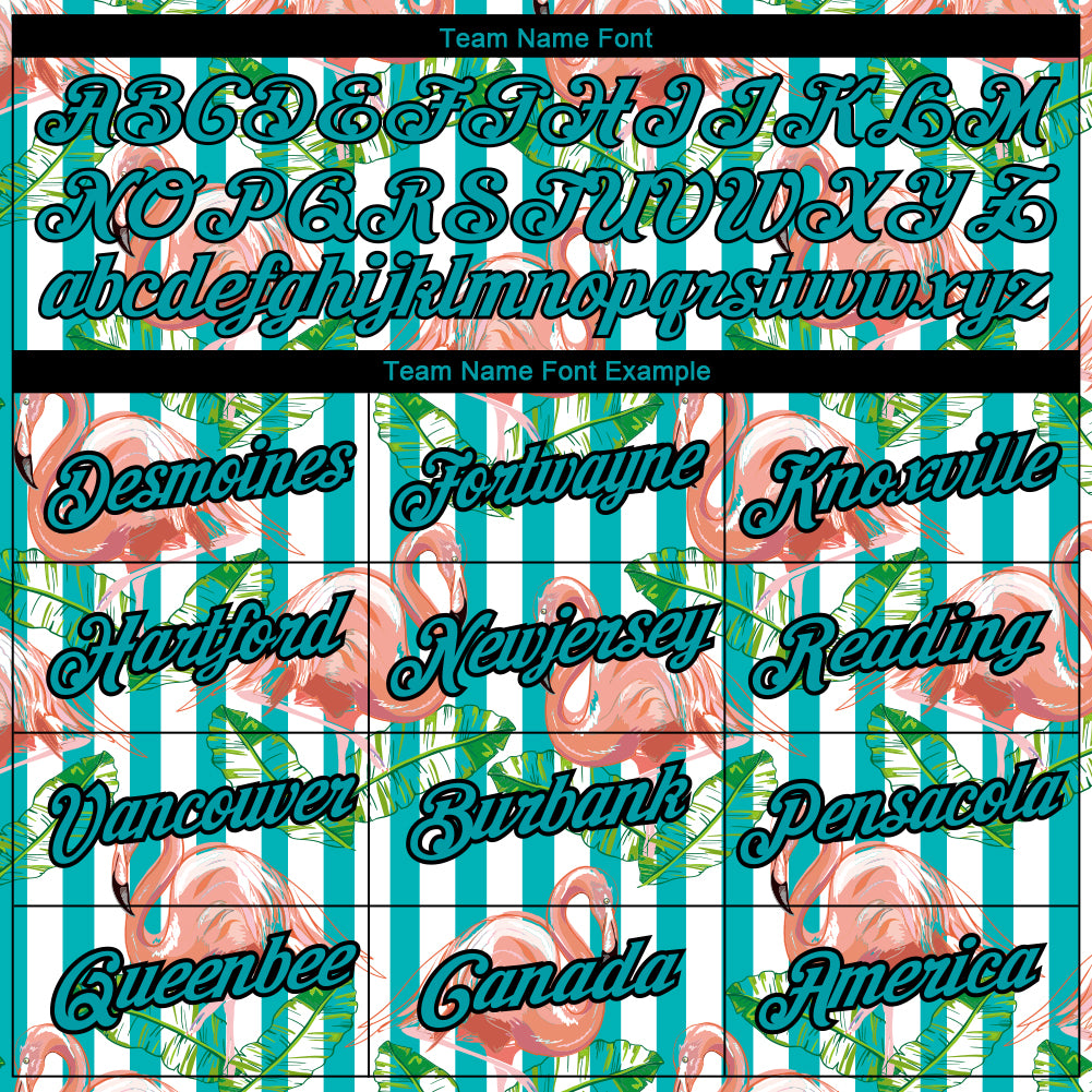 Custom White Teal-Black 3D Pattern Design Tropical Hawaii Flamingo Performance T-Shirt