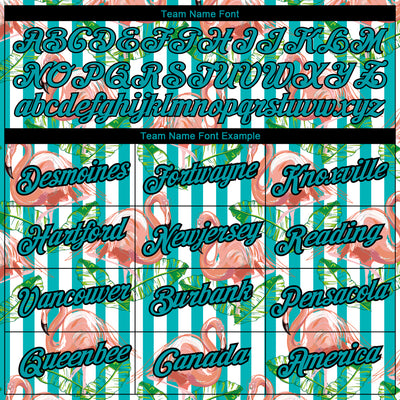 Custom White Teal-Black 3D Pattern Design Tropical Hawaii Flamingo Performance T-Shirt
