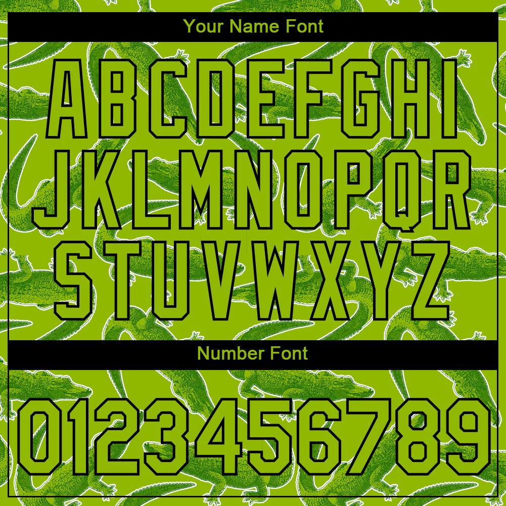 Custom Neon Green Black 3D Pattern Design Crocodile Performance T-Shirt