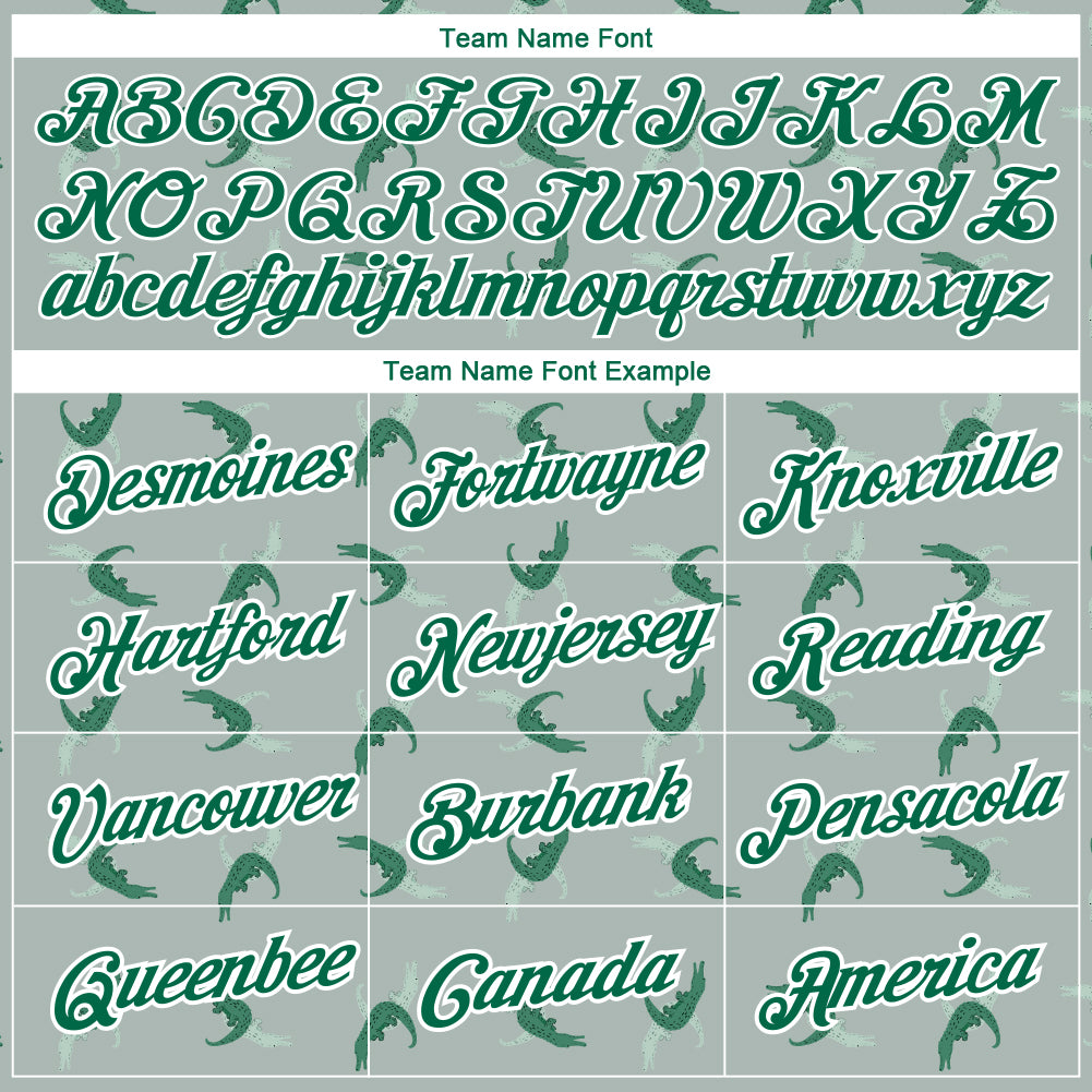 Custom Gray Kelly Green-White 3D Pattern Design Crocodile Performance T-Shirt