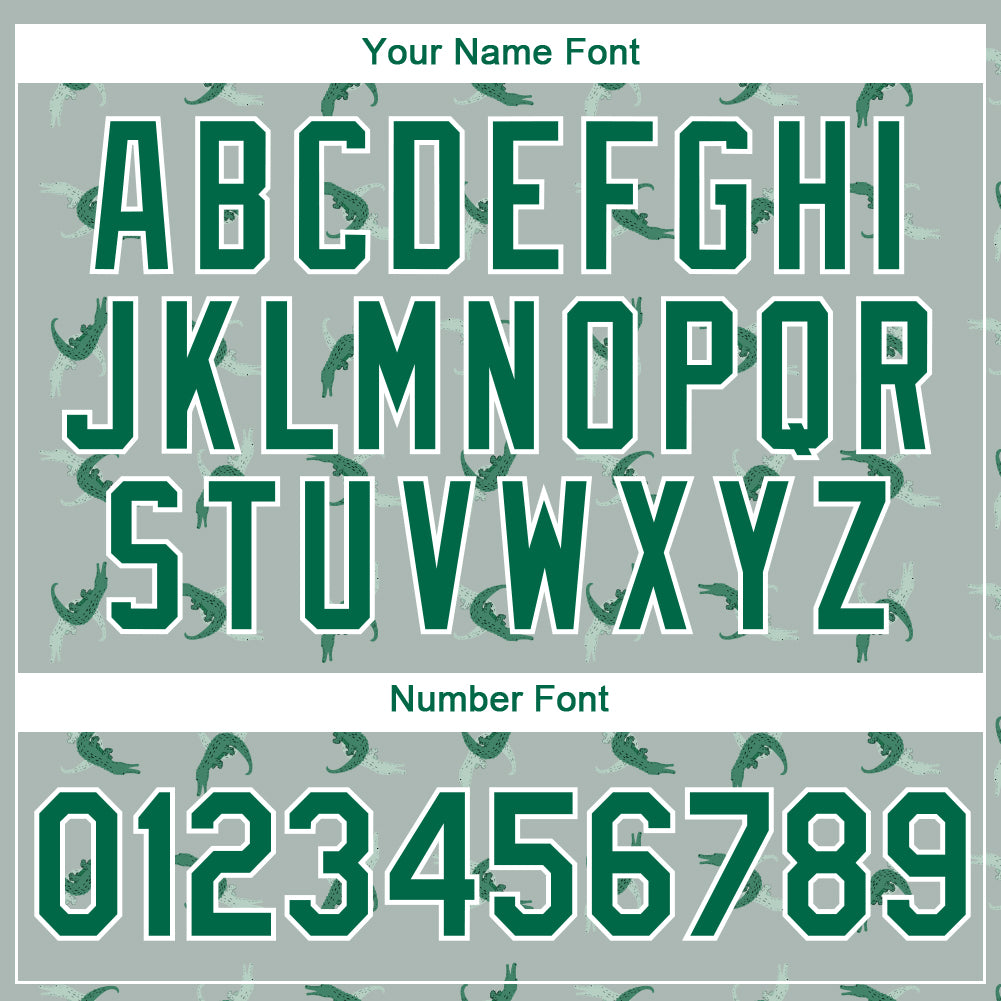 Custom Gray Kelly Green-White 3D Pattern Design Crocodile Performance T-Shirt