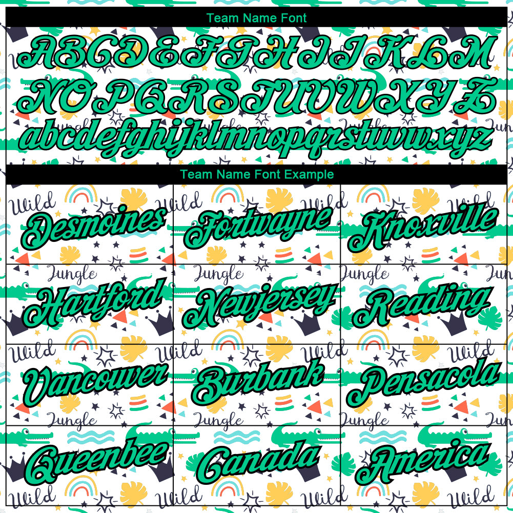 Custom White Kelly Green-Black 3D Pattern Design Crocodile Performance T-Shirt