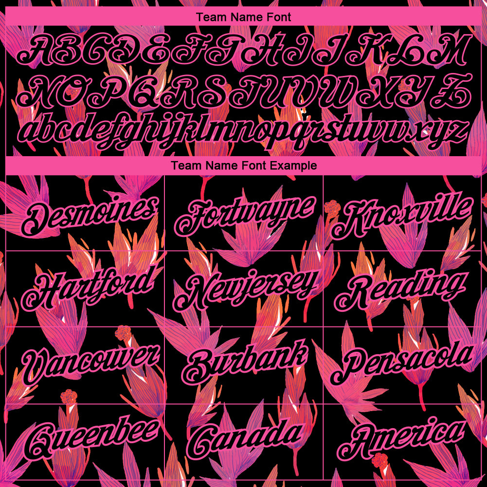 Custom Black Pink 3D Pattern Design Flower Performance T-Shirt