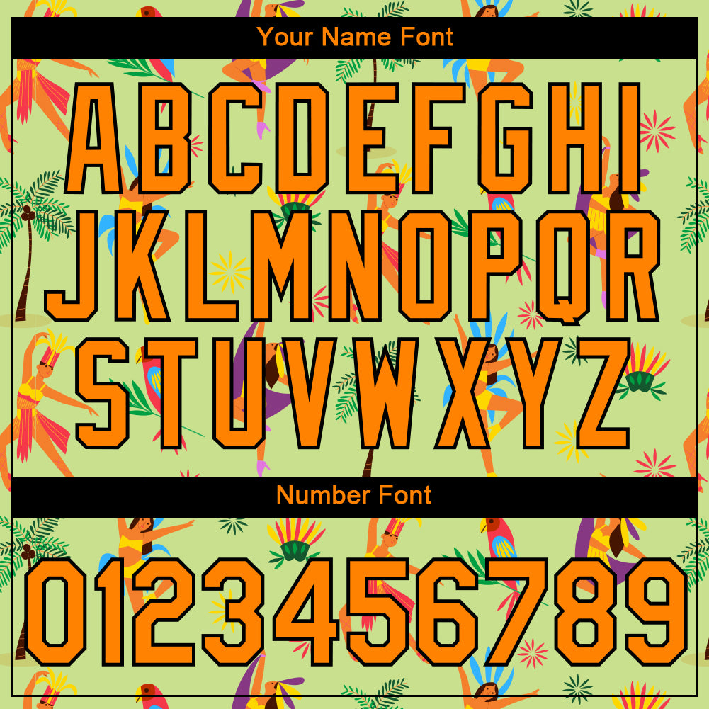 Custom Neon Green Bay Orange-Black 3D Pattern Design Hawaii Summer Holiday Performance T-Shirt