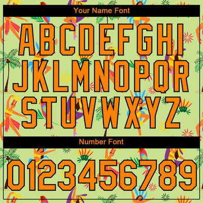 Custom Neon Green Bay Orange-Black 3D Pattern Design Hawaii Summer Holiday Performance T-Shirt