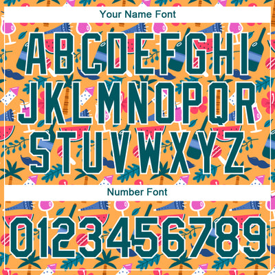 Custom Yellow Midnight Green-White 3D Pattern Design Hawaii Summer Holiday Performance T-Shirt