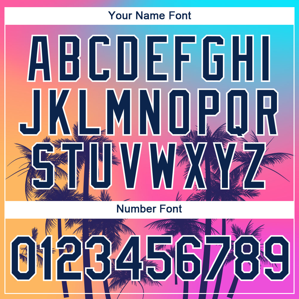 Custom Purple Navy-White 3D Pattern Design Hawaii Palm Trees Performance T-Shirt