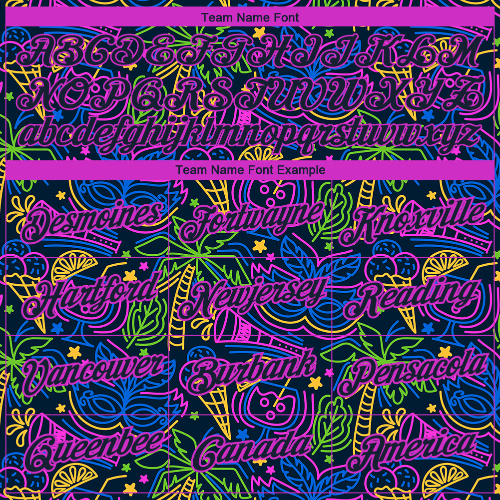 Custom Navy Purple 3D Pattern Design Hawaii Summer Holiday Party Performance T-Shirt