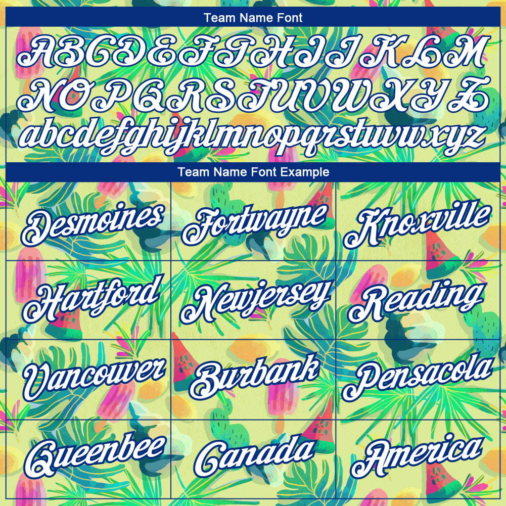 Custom Neon Yellow White-Royal 3D Pattern Design Hawaii Summer Holiday Performance T-Shirt