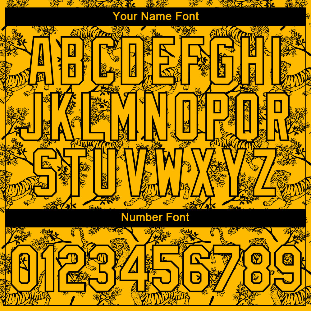 Custom Gold Black 3D Pattern Design Tiger Performance T-Shirt