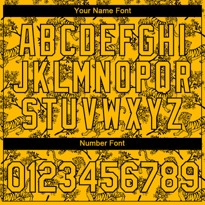 Custom Gold Black 3D Pattern Design Tiger Performance T-Shirt