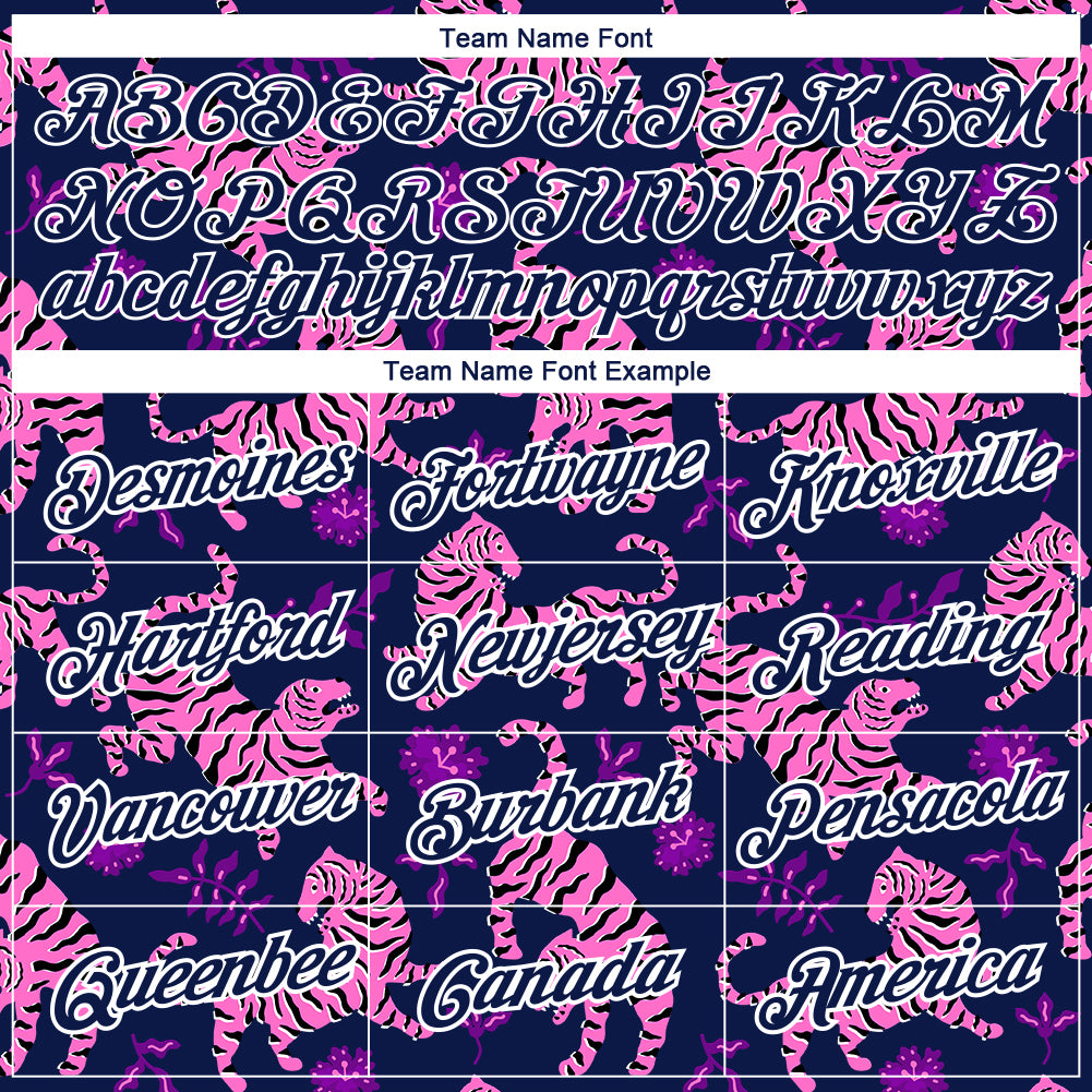 Custom Navy White 3D Pattern Design Tiger Performance T-Shirt