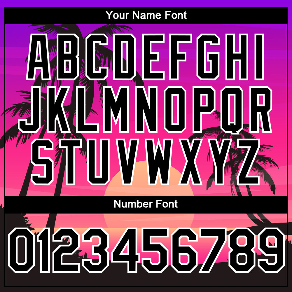 Custom Purple Black-White 3D Pattern Design Beach Hawaii Palm Trees Authentic Baseball Jersey