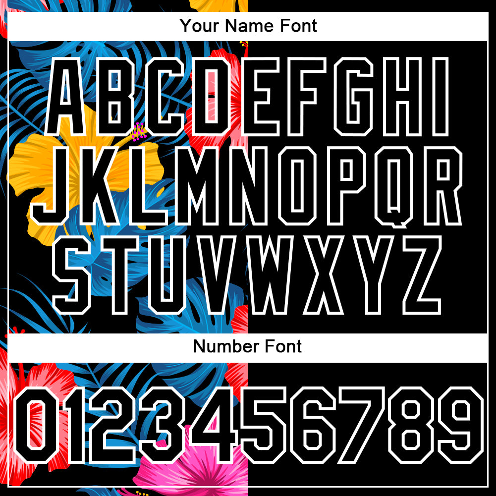 Custom Black White 3D Pattern Design Tropical Flower And Hawaii Palm Leaves Authentic Baseball Jersey