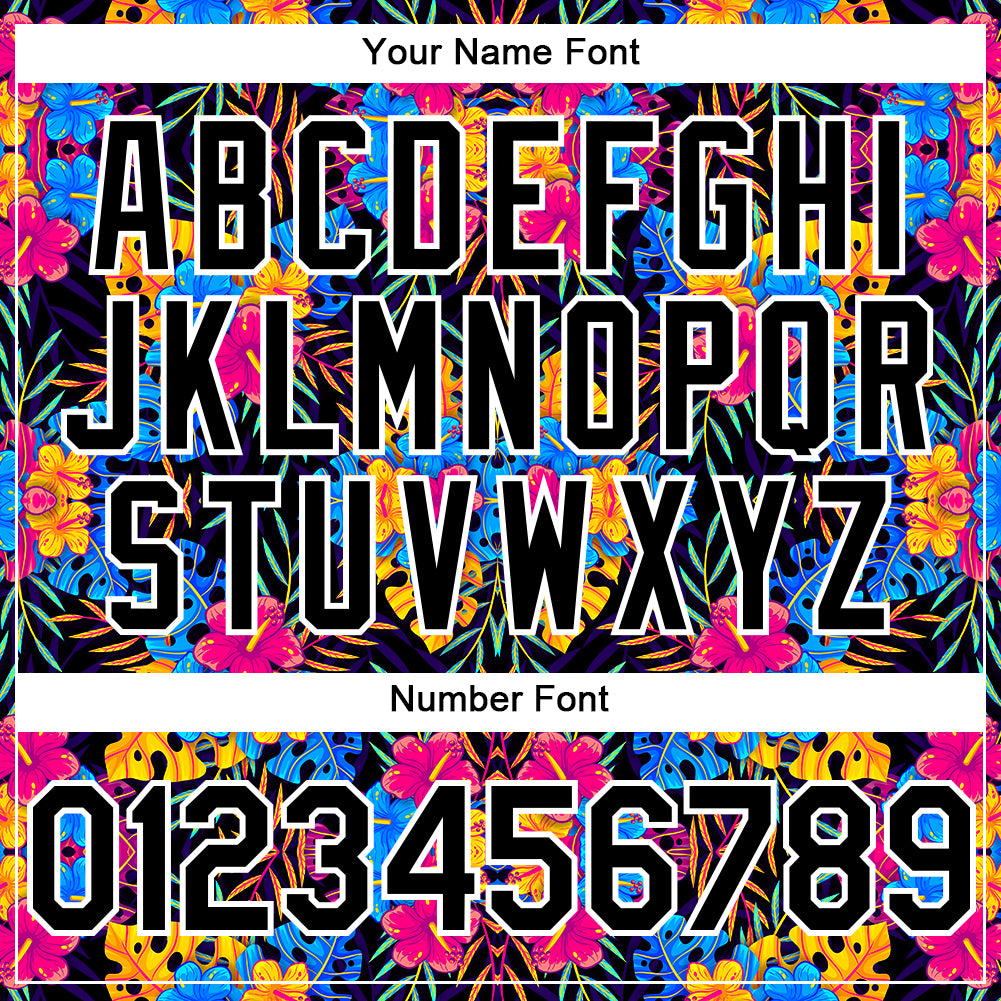 Custom Black White 3D Pattern Design Tropical Flower And Hawaii Palm Leaves Authentic Baseball Jersey