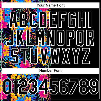 Custom Black White 3D Pattern Design Tropical Flower And Hawaii Palm Leaves Authentic Baseball Jersey