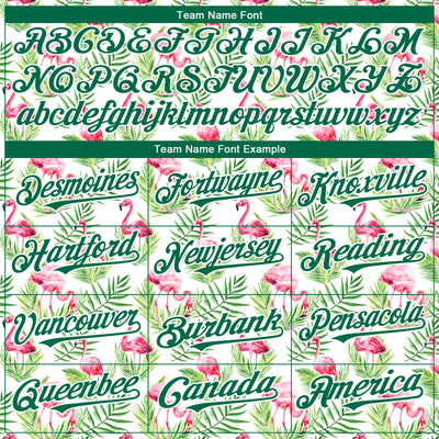 Custom White Kelly Green 3D Pattern Design Tropical Hawaii Palm Leaves And Flamingo Authentic Baseball Jersey