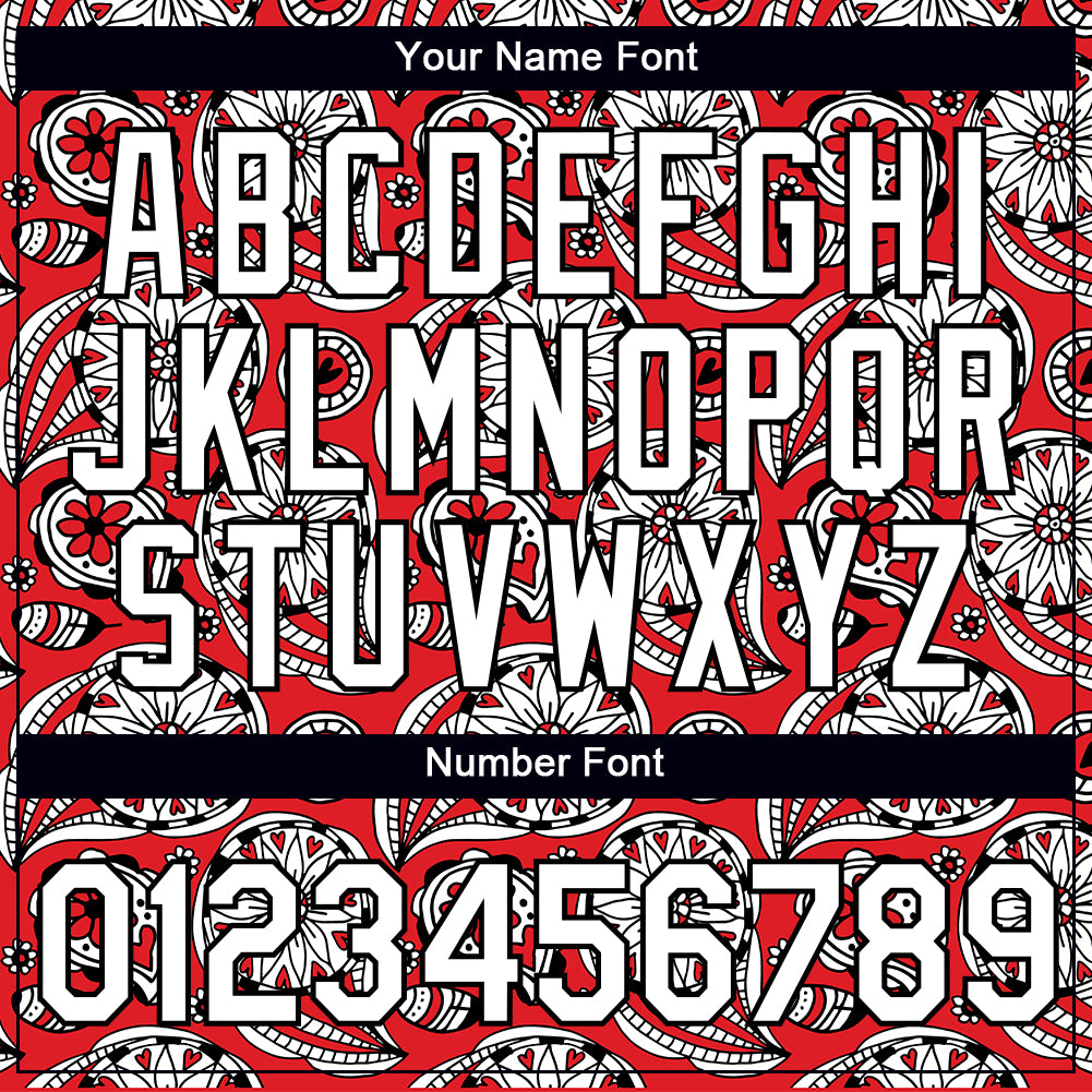 Custom Red White-Black 3D Pattern Floral Design Performance T-Shirt