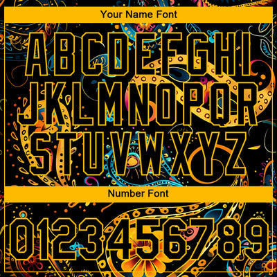 Custom Black Gold 3D Pattern Floral Design Performance T-Shirt