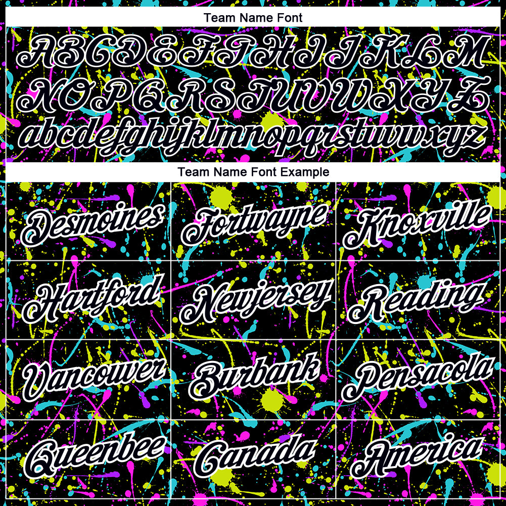 Custom Graffiti Pattern Black-White 3D Neon Splatter Performance T-Shirt