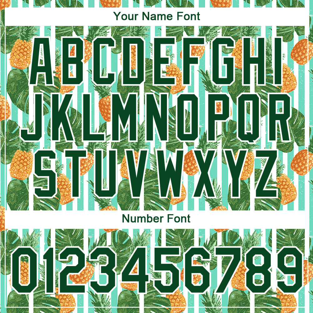 Custom White Green 3D Pattern Design Hawaii Tropical Palm Leaves And Pineapple Performance T-Shirt