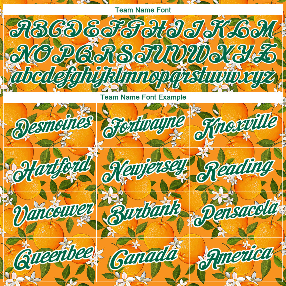 Custom Orange Kelly Green-White 3D Pattern Design Orange Citrus Fruit Performance T-Shirt