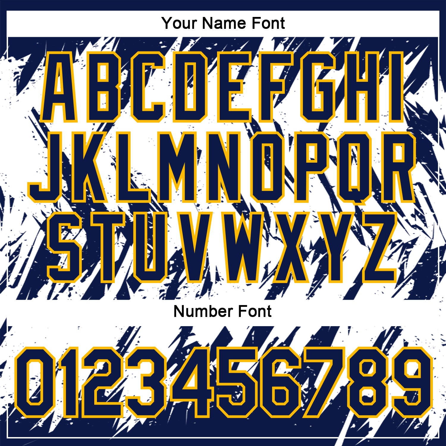 Custom Navy White-Gold 3D Pattern Design Abstract Sharp Shape Performance T-Shirt