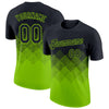 Custom Black Neon Green 3D Pattern Design Gradient Square Shapes Performance T-Shirt