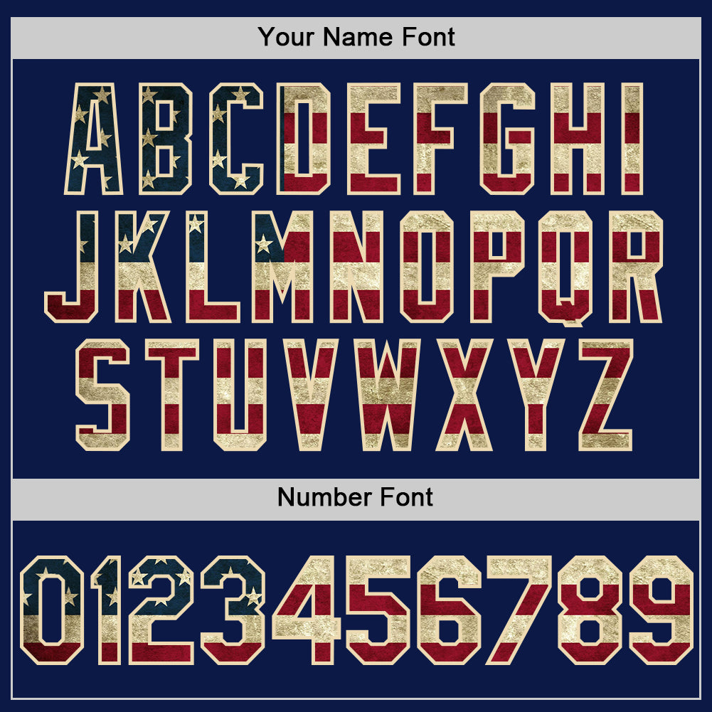 Custom Navy Vintage USA Flag-Cream 3D Pattern Design Gradient Style Twinkle Star Authentic Baseball Jersey