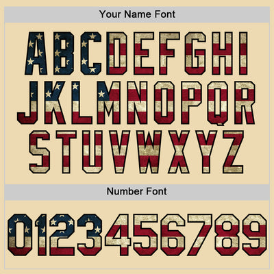 Custom Cream Vintage USA Flag-Black 3D Pattern Design Gradient Style Twinkle Star Authentic Baseball Jersey