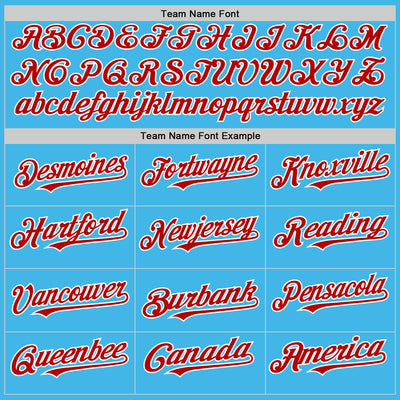 Custom Sky Blue Red-White 3D Pattern Design Gradient Style Twinkle Star Authentic Baseball Jersey