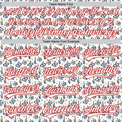 Custom White Red 3D Pattern Design Animal Cat Authentic Baseball Jersey