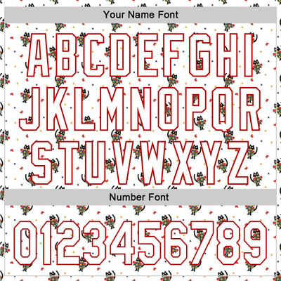 Custom White Red 3D Pattern Design Animal Cat Authentic Baseball Jersey