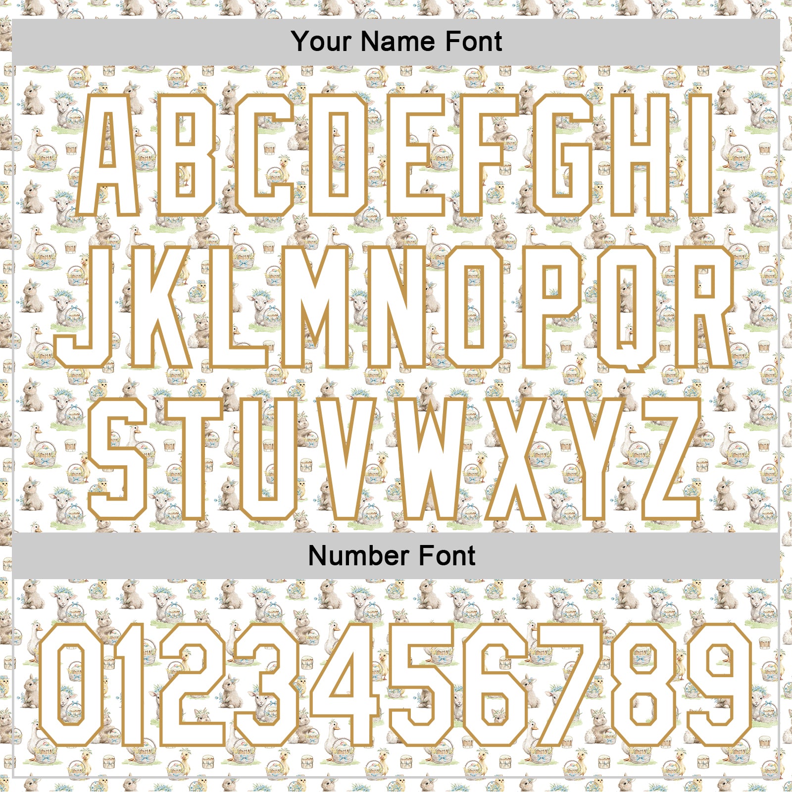 Custom White Old Gold 3D Pattern Design Animal Rabbit Sheep Chicken And Duck Authentic Baseball Jersey