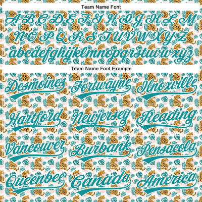 Custom White Teal 3D Pattern Design Animal Leopard Authentic Baseball Jersey