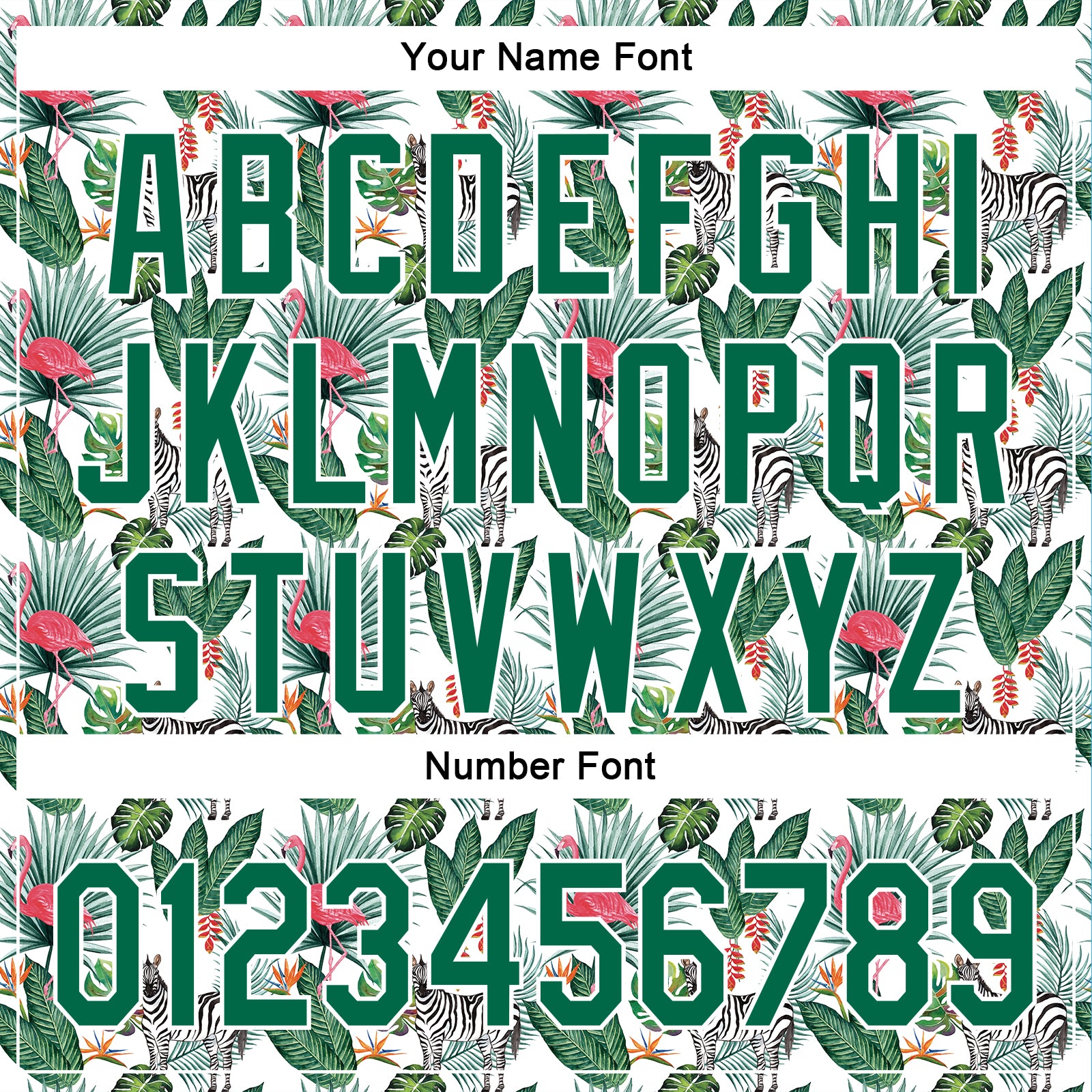 Custom White Kelly Green 3D Pattern Design Animal Zebra Flamingo And Hawaii Palm Leaves Authentic Baseball Jersey