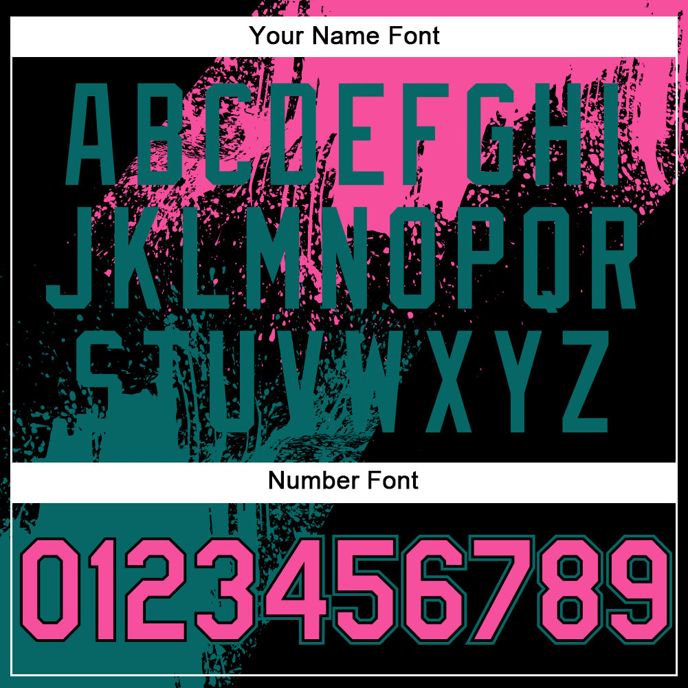 Custom Pink Black-Teal 3D Pattern Design Abstract Brush Stroke Authentic Baseball Jersey