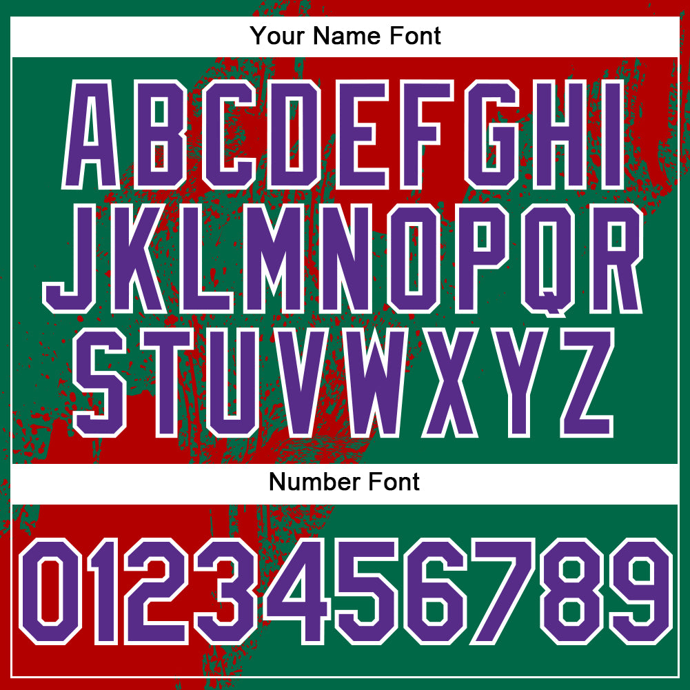 Custom Red Purple Kelly Green-White 3D Pattern Design Abstract Brush Stroke Authentic Baseball Jersey