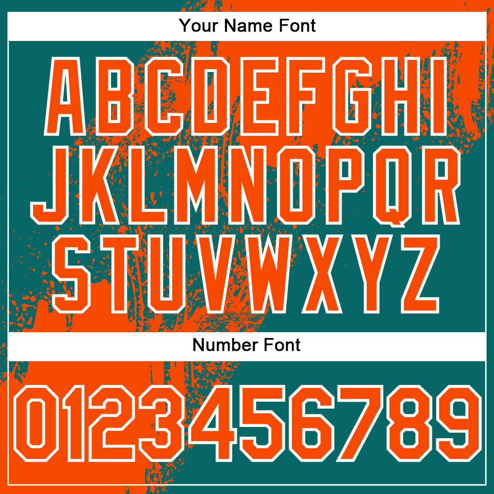 Custom Orange Teal-White 3D Pattern Design Abstract Brush Stroke Authentic Baseball Jersey