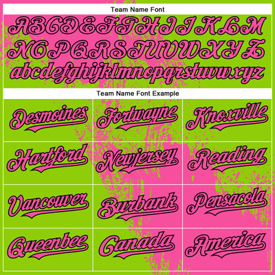 Custom Pink Neon Green-Black 3D Pattern Design Abstract Brush Stroke Authentic Baseball Jersey