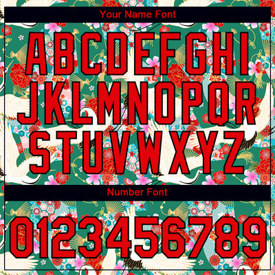 Custom Kelly Green Red-Black 3D Pattern Design Animal Crane Performance T-Shirt