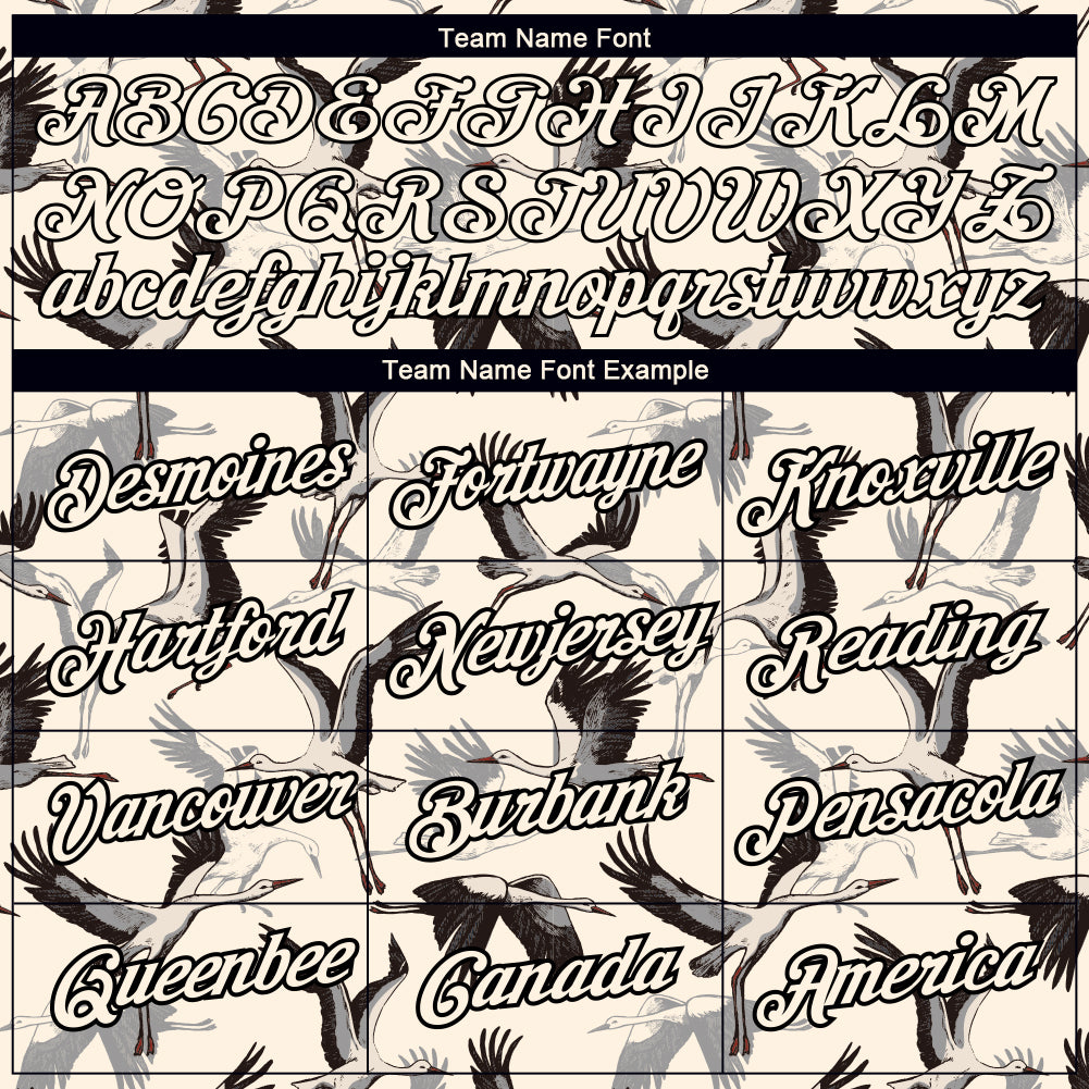 Custom Cream Black 3D Pattern Design Animal Crane Performance T-Shirt