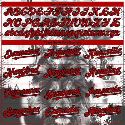 Custom White Red-Black 3D Pattern Design Animal Lion Authentic Baseball Jersey