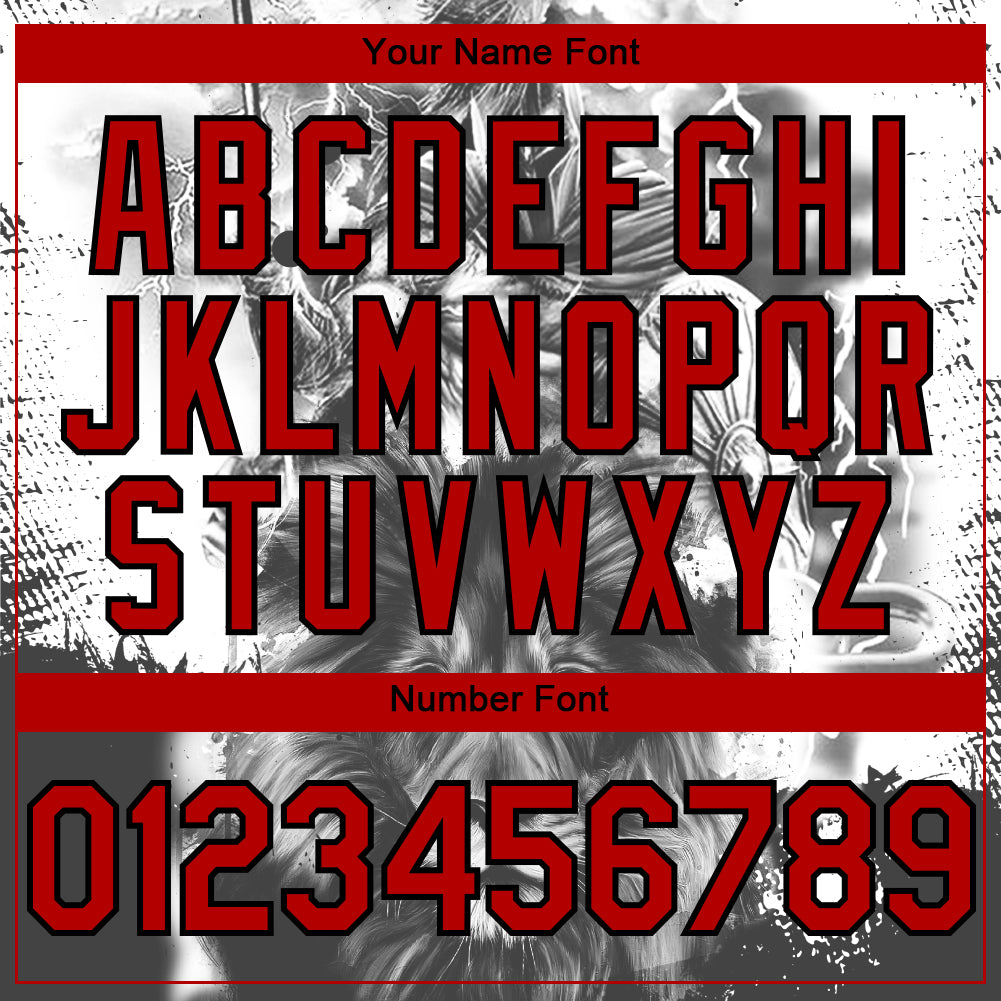 Custom White Red-Black 3D Pattern Design Animal Lion Authentic Baseball Jersey